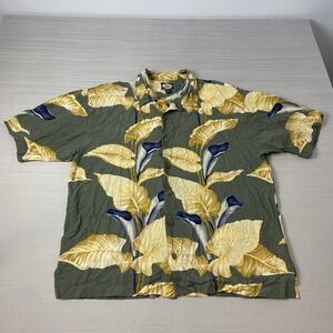 Vintage Tommy Bahama Mens Shirt XLarge Green‎ Floral Hawaiian Rayon Aloha
